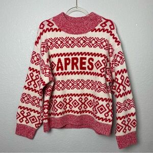 a new day Red & Ivory Fair Isle Apres Mock Neck Sweater Size L
